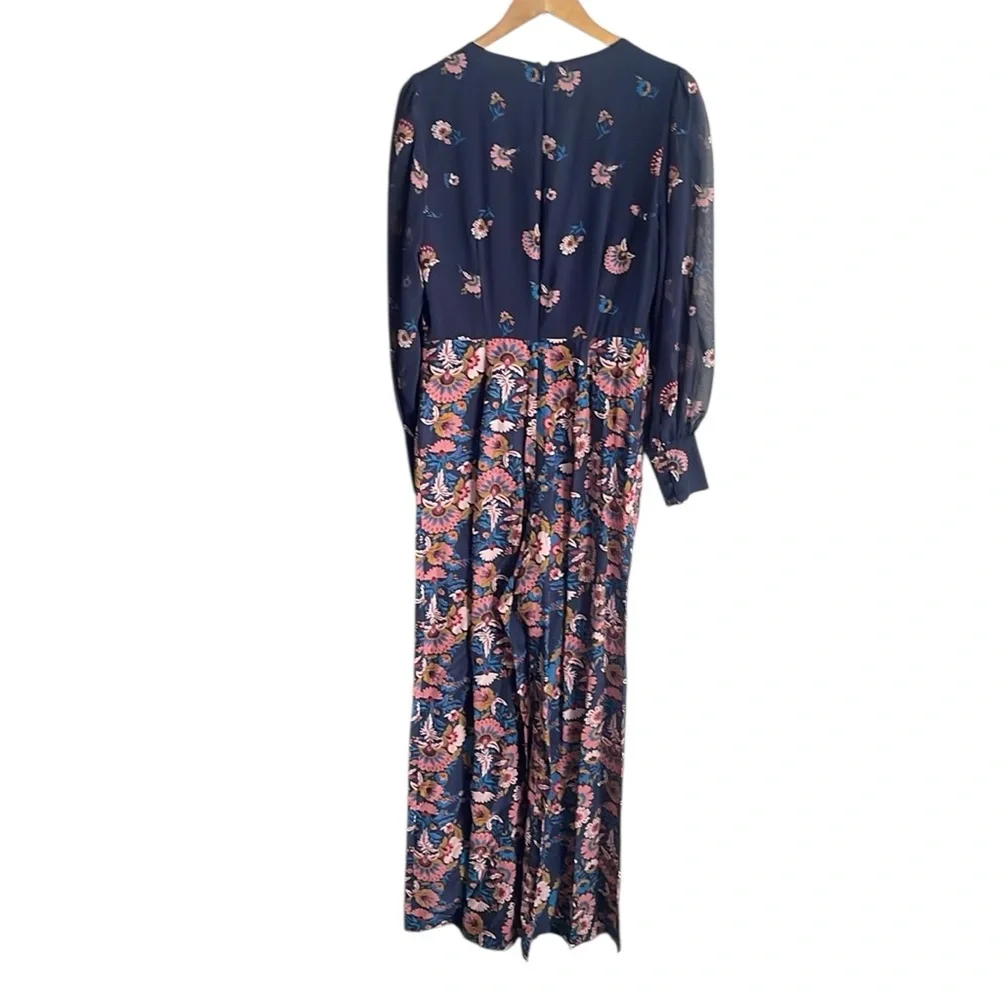 Boden Belgrave Jumpsuit Silk Navy Flourish Scatter
